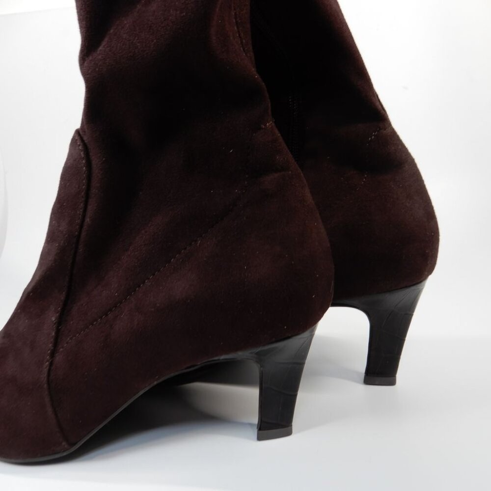 DONALD PLINER Beaufort Knee High Boots Size 8 Brown Stretch Faux Suede NEW $298 - Picture 10 of 12